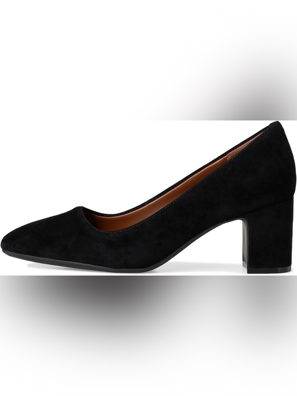 AEROSOLES Black Suede Mid Block Heel Pumps